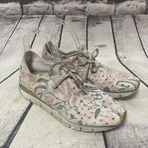 OBT Sneaker Womens‎ 9.5 Lunar Trail Pink Floral Leather Lace Up Sneaker AO